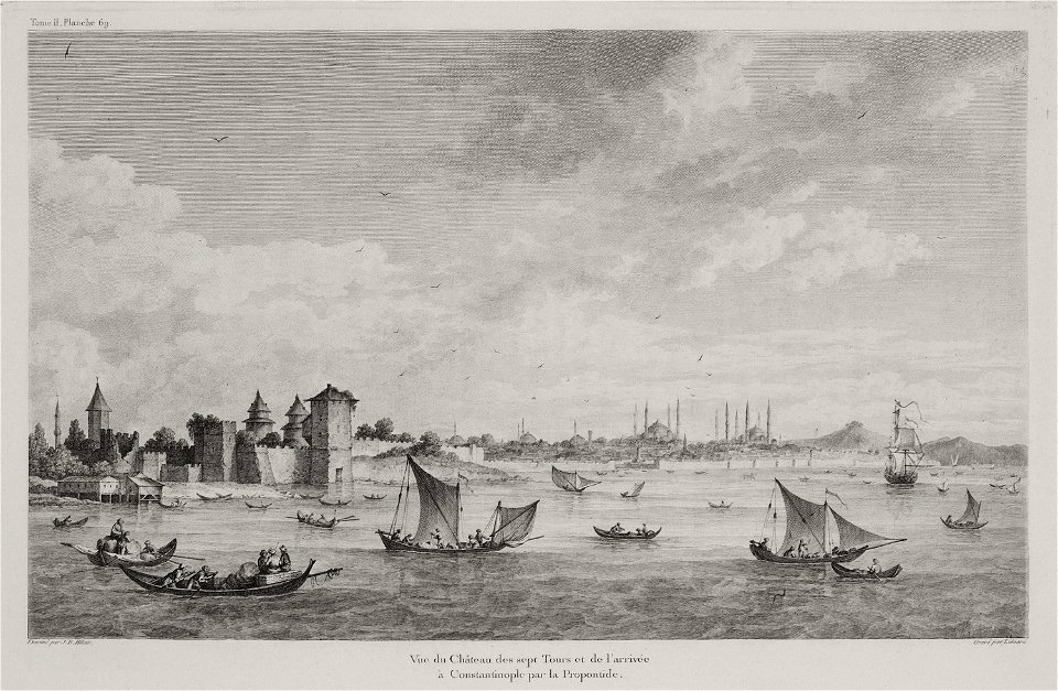 Vue du Château des sept Tours et de l'arrivée à Constantinople par la Propontide - Choiseul-gouffier Gabriel Florent Auguste De - 1822