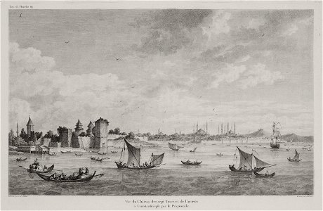 Vue du Château des sept Tours et de l'arrivée à Constantinople par la Propontide - Choiseul-gouffier Gabriel Florent Auguste De - 1822