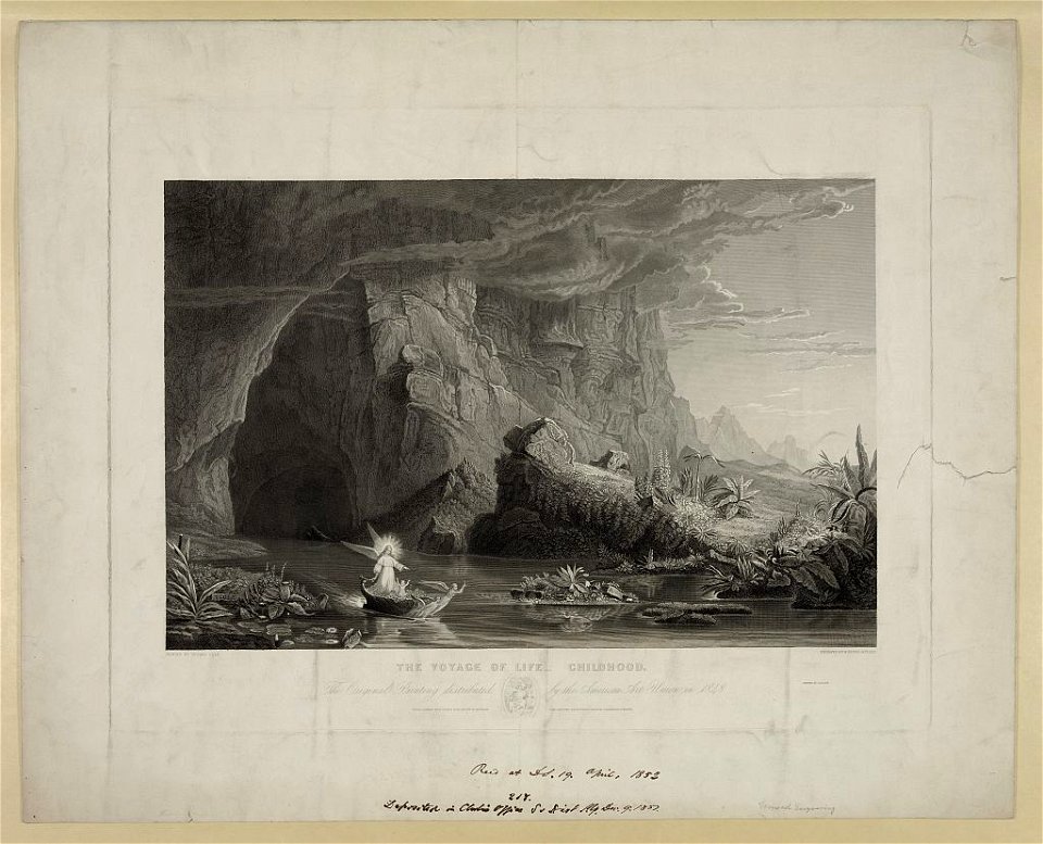 Voyage of life - childhood The original painting distributed by the American Art Union in 1848 - - painted by Thomas Cole ; engraved by M. Enzing-Müller. LCCN2009633812