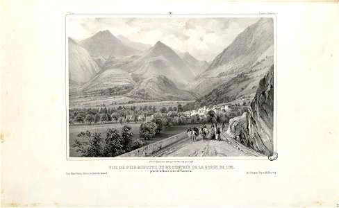 Vue de Pierrefitte et de l'entrée de la gorge de Luz prise de la Route neuve de Cauterets (Hautes Pyrénées) - Fonds Ancely - B315556101 A JACOTTET 2 031