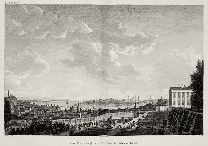 Vue de Constantinople prise des Jardins du Palais de France - Choiseul-gouffier Gabriel Florent Auguste De - 1822