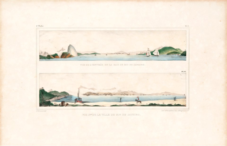 Vue de l´entrée de la baie de Rio de Janeiro - Vue Gle. de la ville de Rio de Janeiro, da Coleção Brasiliana Iconográfica