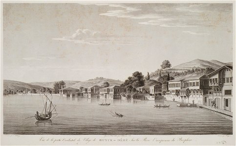Vue de la partie occidentale du village de Buyuk-Déré sur la rive européenne du Bosphore - Melling Antoine Ignace - 1819