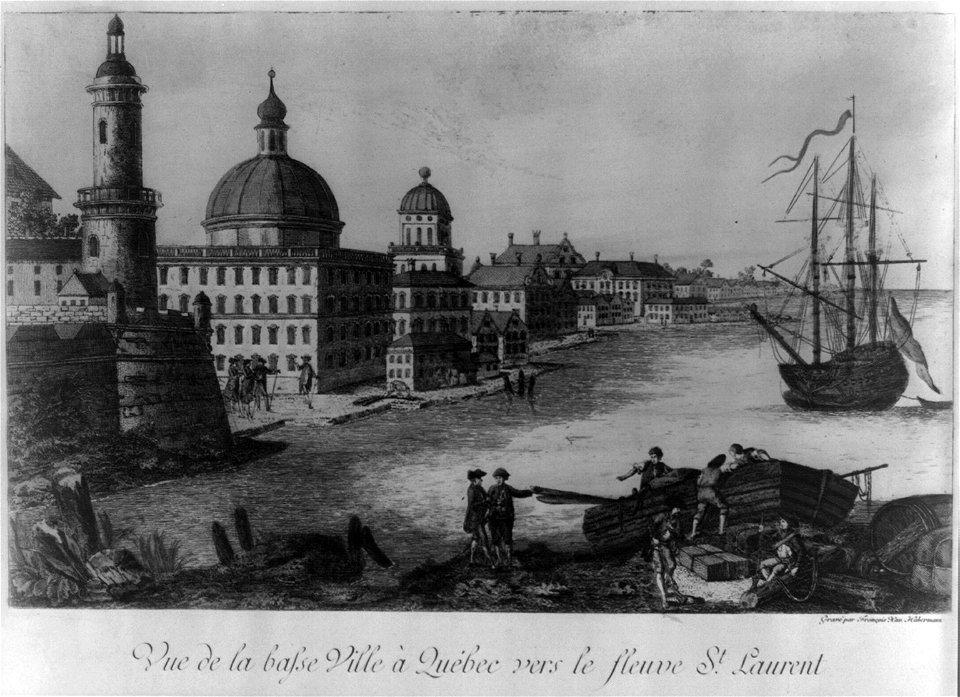 Vue de la basse ville à Québec vers le fleuve St. Laurent - gravé par François Xav. Habermann. LCCN2004670228