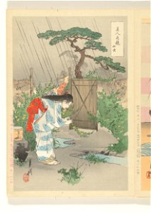 Vrouw buigend over Yamabuki struik-Rijksmuseum RP-P-1982-99