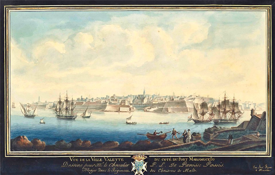 Vue de la ville Valette du côté du Port Marsamuceto