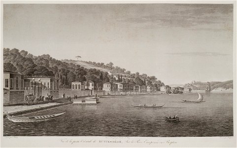 Vue de la partie orientale de Buyuk-Déré sur la rive européenne du Bosphore - Melling Antoine Ignace - 1819