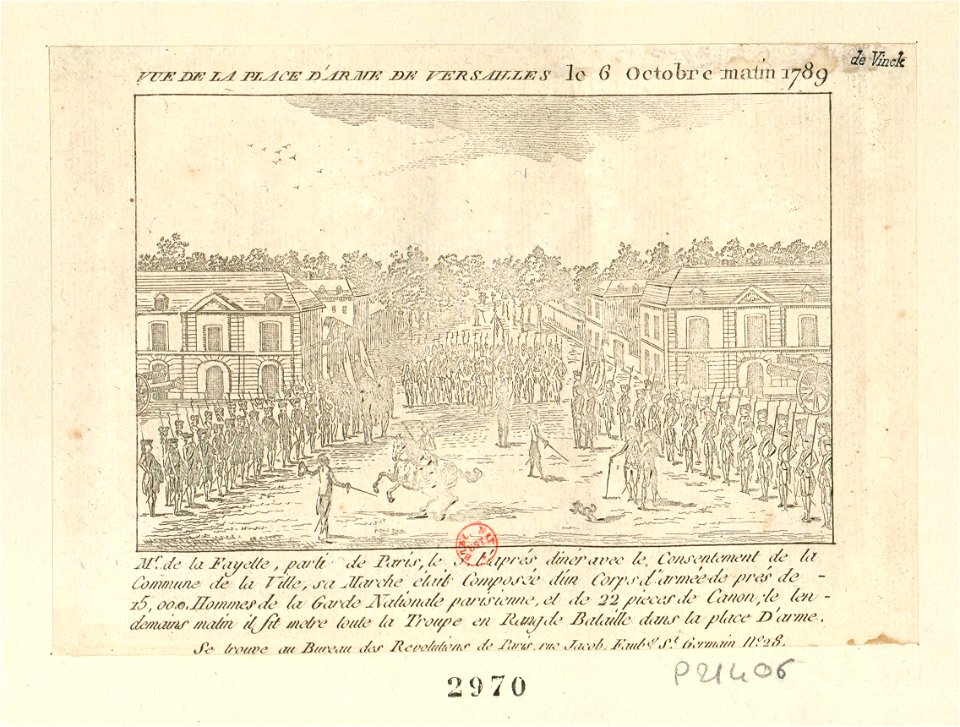 Vue de la place d'arme de Versailles le 6 octobre matin 1789