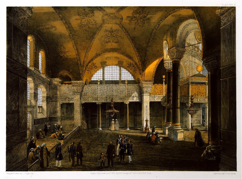 Vue de la nouvelle tribune impériale, prise entre les colonnes d'Ephèze, et ensuite de face - Fossati Gaspard - 1852