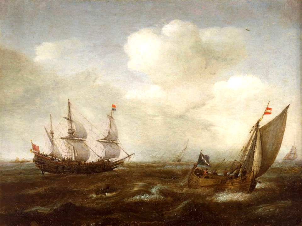 Vroom Hendrick Cornelisz A Dutch Ship and Fishing Boat in a Fresh Breeze