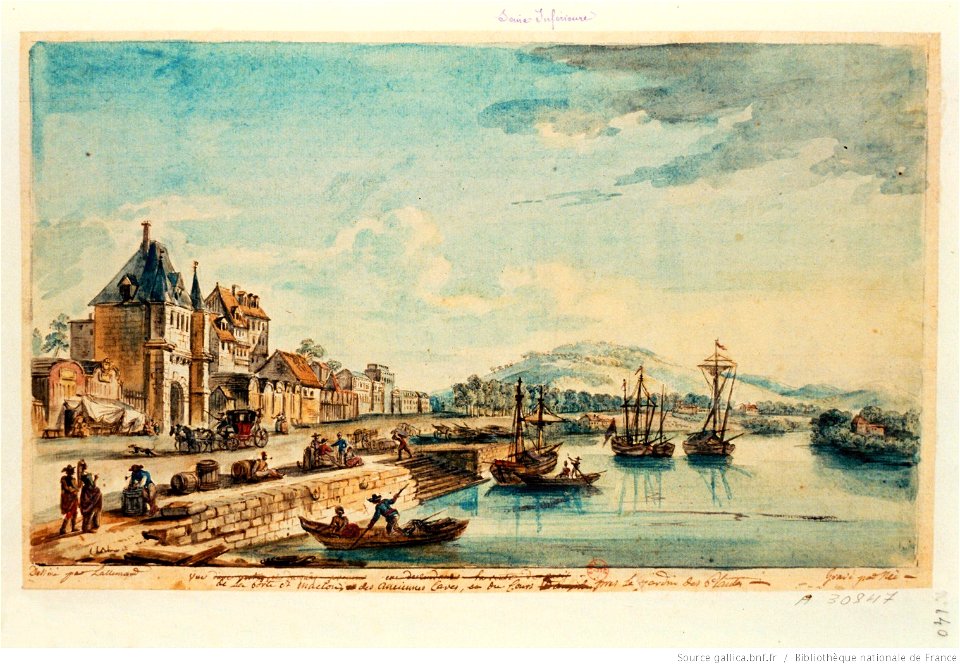 Vue de la porte Saint-Maclou, des anciennes caves et du cours près le jardin des Plantes