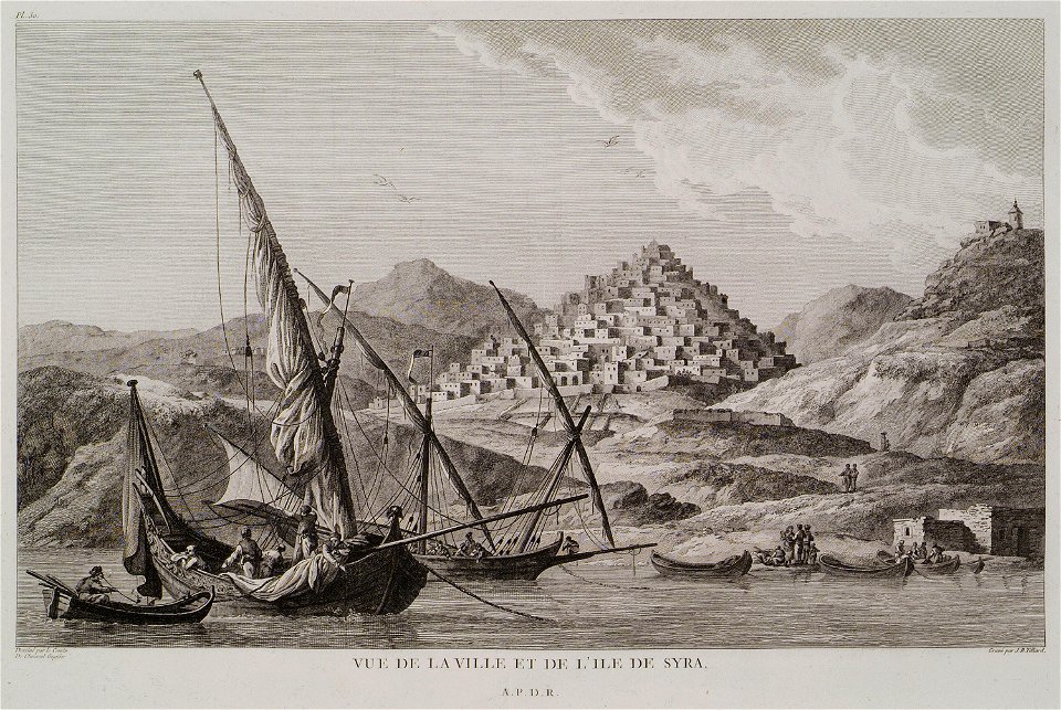 Vue de la ville et de l'ile de Syra - Choiseul-gouffier Gabriel Florent Auguste De - 1782