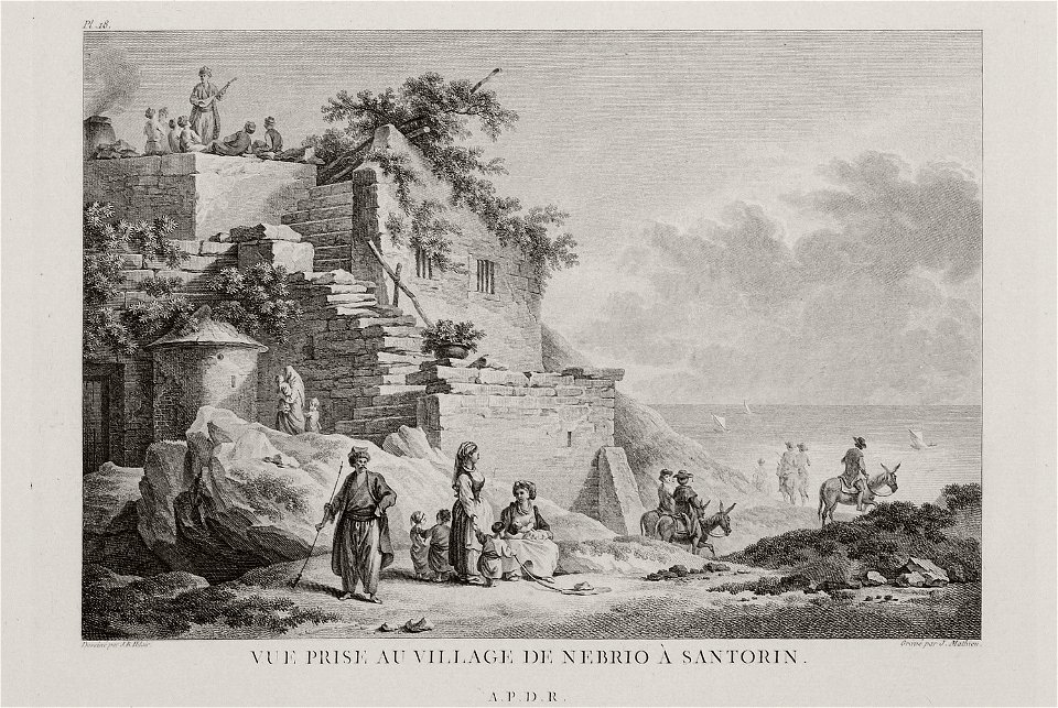 Vue prise au village de Nebrio à Santorin - Choiseul-gouffier Gabriel Florent Auguste De - 1782