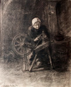 Vrouw bij spinnewiel, Jakob Smits, Jakob Smits Museum, 0489
