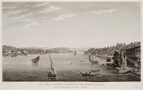 Vue des anciens châteaux d'Europe et d'Asie, sur le point le plus étroit du Bosphore - Melling Antoine Ignace - 1819