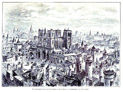 Vue d ensemble de l ancien cloitre st jean au debut du 17e siecle
