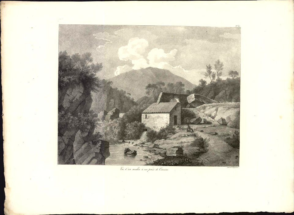 Vue d'un moulin à cau prise de Cetriene, objectnr A 59342