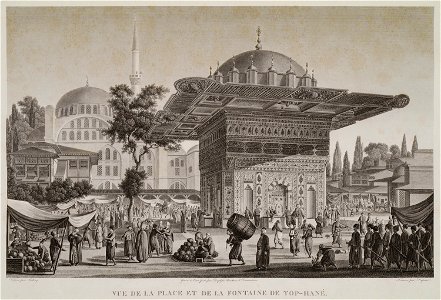 Vue de la place et de la fonatine de Top-Hané - Melling Antoine Ignace - 1819
