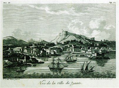 Vue de la ville de Zante - Grasset De Saint-sauveur André - 1800. Free illustration for personal and commercial use.