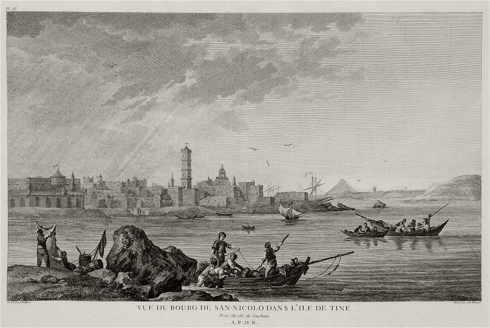 Vue du bourg de San-Nicolo dans l'ile de Tine - Choiseul-gouffier Gabriel Florent Auguste De - 1782