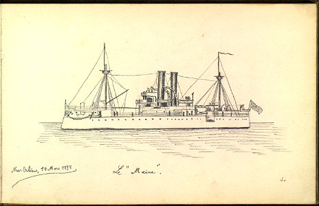 Vue du Maine, navire de guerre des Etats-Unis. Free illustration for personal and commercial use.