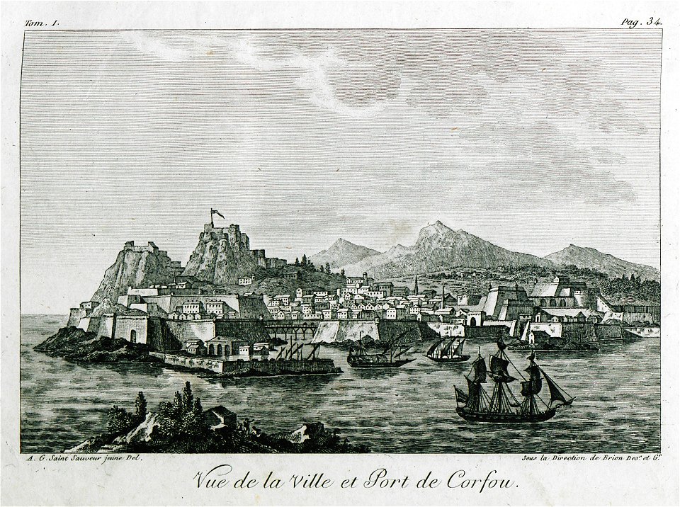 Vue de la ville et port de Corfou - Grasset De Saint-sauveur André - 1800