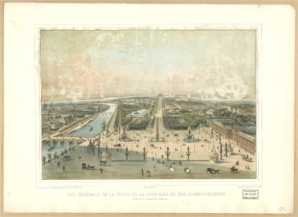 Vue générale de la place de la concorde et des champs-élysées. Prise de la terrasse des tuilleries LCCN2003679921