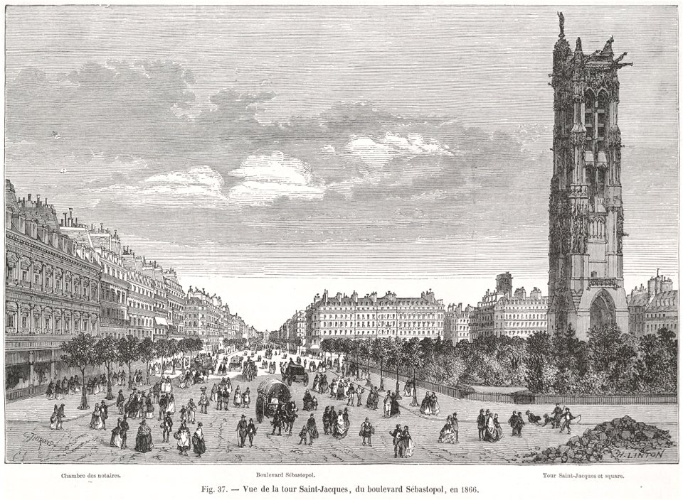 Vue de la tour Saint-Jacques, du boulevard Sébastopol, 1866