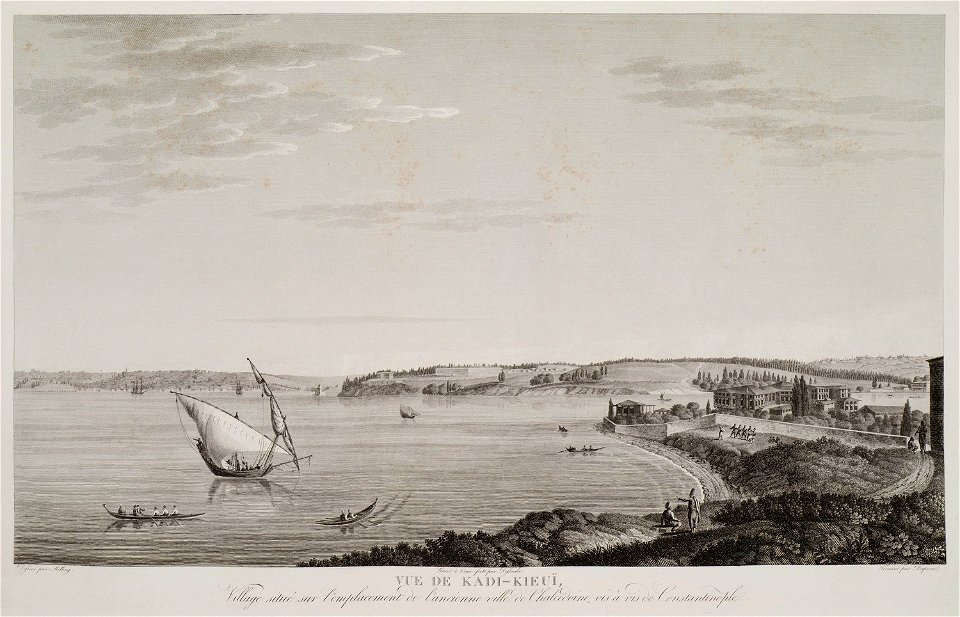 Vue de Kadi-KieuÏ, village situé sur l'émplacement de l'ancienne ville de Chalcedoine, vis àvis de Constantinople - Melling Antoine Ignace - 1819