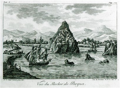Vue du rocher de Pargua - Grasset De Saint-sauveur André - 1800. Free illustration for personal and commercial use.