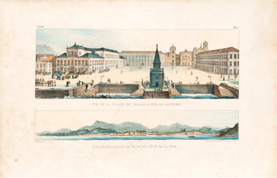 Vue de la place du palais, à Rio de Janeiro - Vue générale de la ville, du côté de la mer, da Coleção Brasiliana Iconográfica