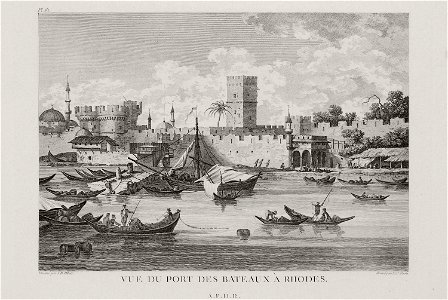 Vue du port des bateaux à Rhodes - Choiseul-gouffier Gabriel Florent Auguste De - 1782