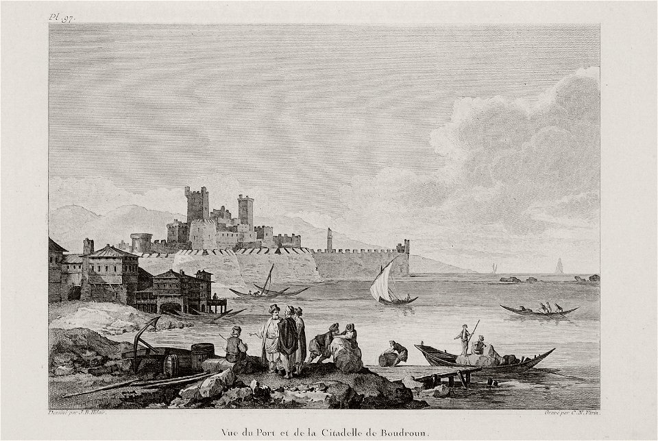 Vue du Port de la Citadelle de Boudroum - Choiseul-gouffier Gabriel Florent Auguste De - 1782