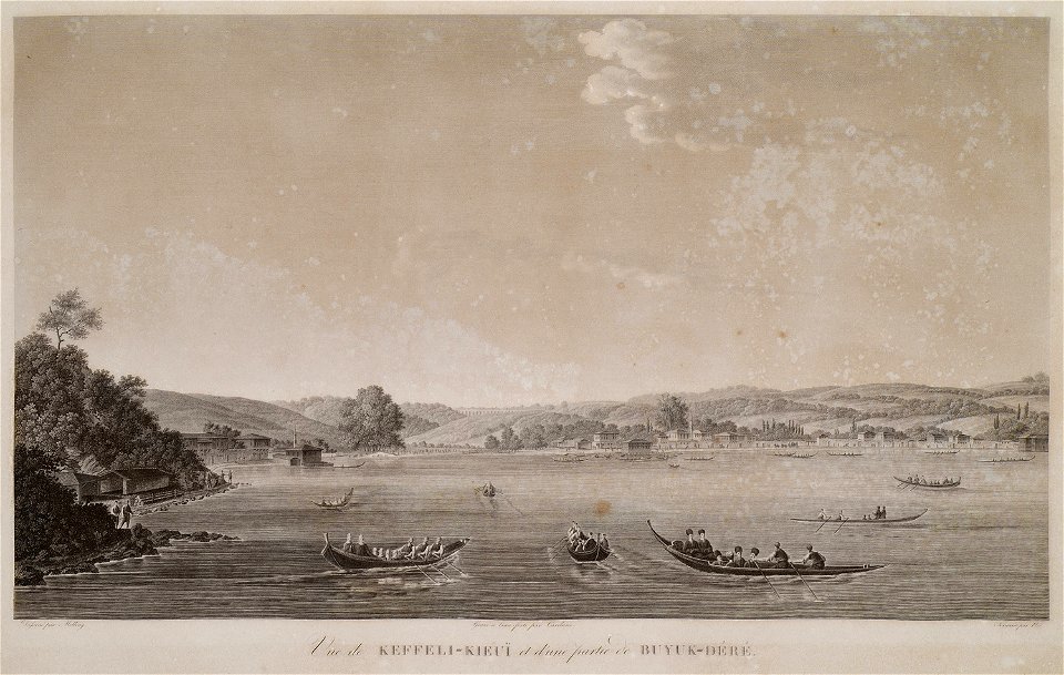 Vue de Keffeli-Kieuï et d'une partie de Buyuk-Déré - Melling Antoine Ignace - 1819