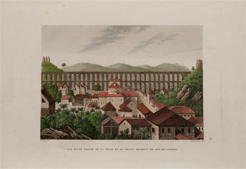 Vue d'une Partie de la Ville et du Grand Aqueduc de Rio de Janeiro, da Coleção Brasiliana Iconográfica