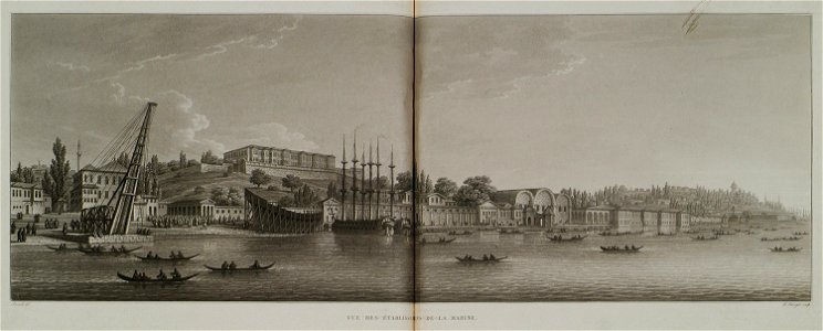 Vue des établissements de la marine - Pertusier Charles - 1817