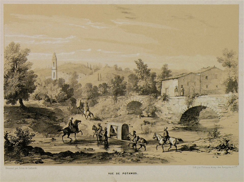 Vue de Potamos - Laborde Léon Emmanuel Simon Joseph - 1838