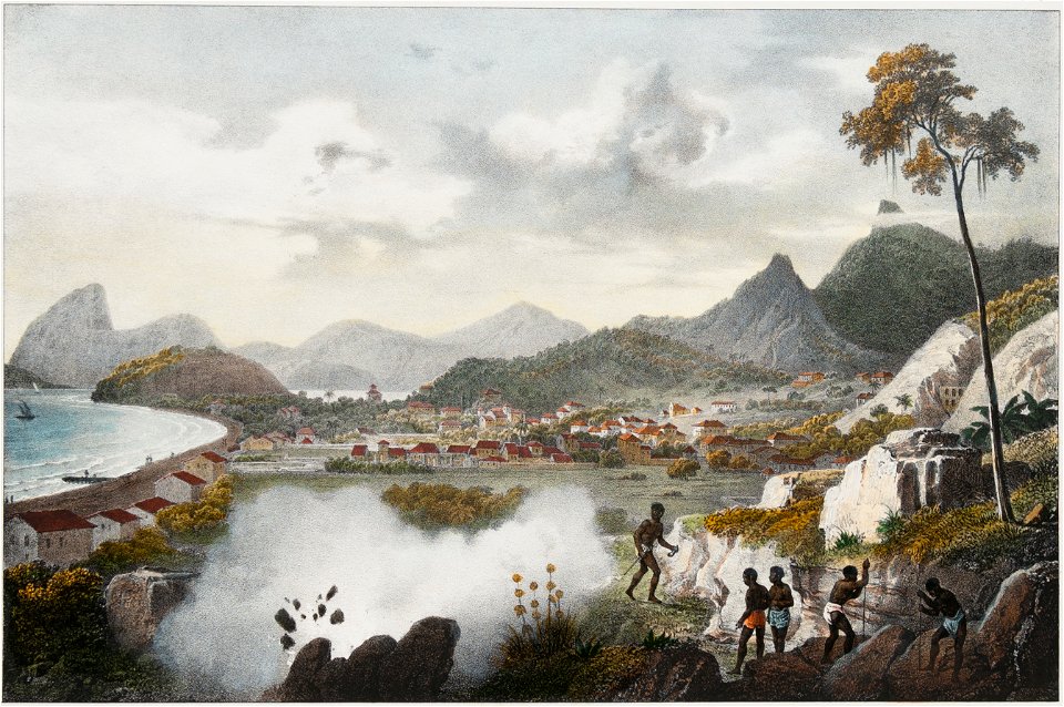 Vue de la montagne de Corecovado et du faubourg de Cadete – prise de la Carrière, da Coleção Brasiliana Iconográfica (cropped)