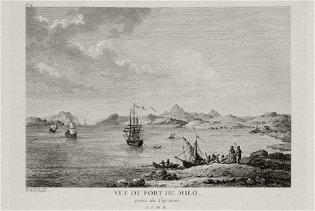 Vue du port de Milo prise du Cap noir - Choiseul-gouffier Gabriel Florent Auguste De - 1782