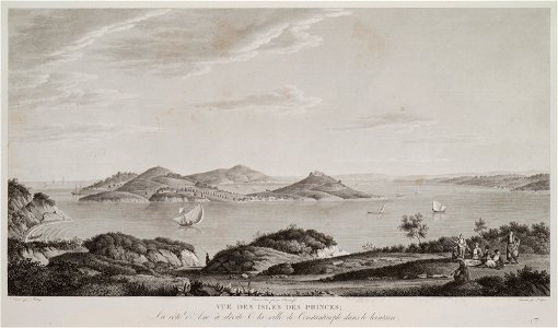 Vue des isles des Princes; la côté d'Asie à droite & la ville de Constantinople dans le lointain - Melling Antoine Ignace - 1819