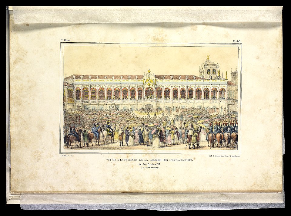 Vue de l'extérieur de la galerie de l'acclamation - du Roi D. Jean VI (à Rio de Janeiro) (1), da Coleção Brasiliana Iconográfica