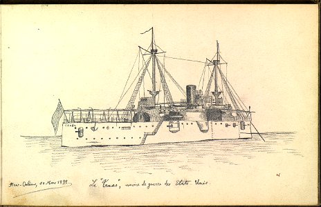 Vue du Texas, navire de guerre des Etats-Unis. Free illustration for personal and commercial use.