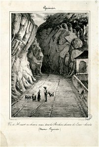 Vue du Hourat au chemin creusé dans les Rochers, chemin des Eaux-chaudes (Basses Pyrénées) - Fonds Ancely - B315556101 A GELIBERT 1 037