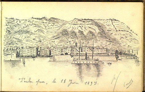 Vue du port de Toulon. Free illustration for personal and commercial use.