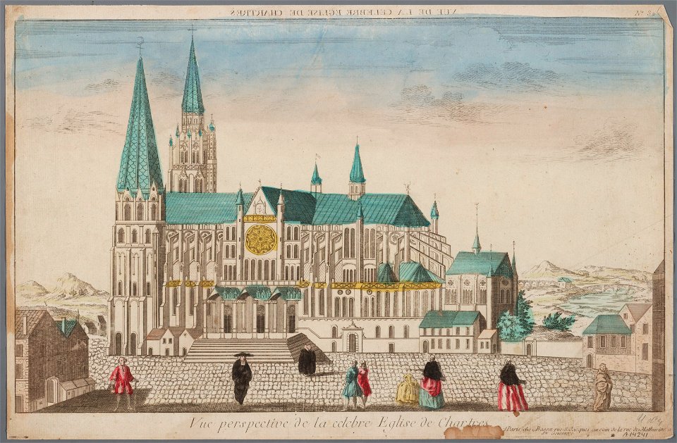 Vue perspective de la celebre Eglise de Chartres, objectnr A 14241