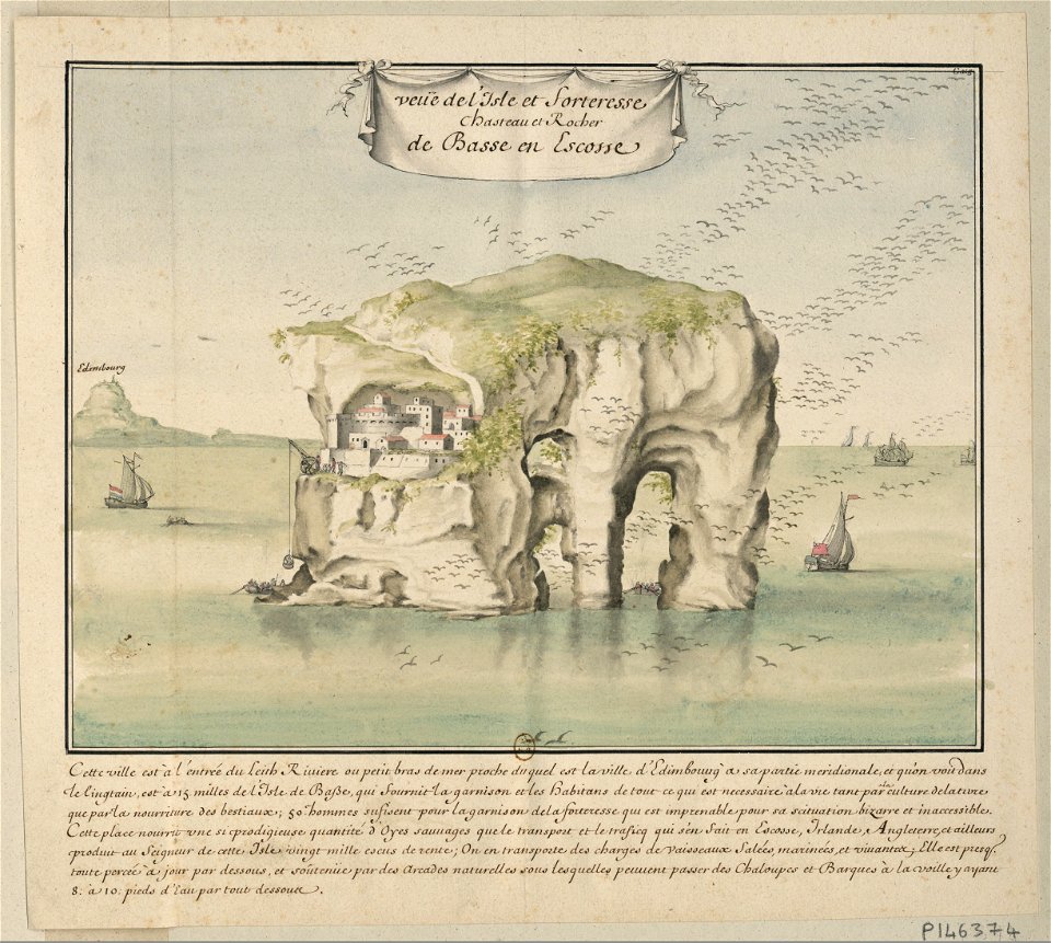 Vue de l'île et forteresse de Bass Rock en Écosse (original)