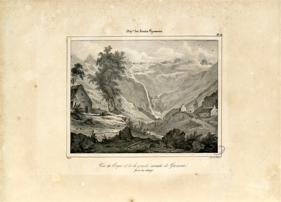 Vue du Cirque et de la grande cascade de Gavarnie, prise du village (Hautes Pyrénées) - Fonds Ancely - B315556101 A DEFER 022