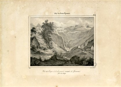 Vue du Cirque et de la grande cascade de Gavarnie, prise du village (Hautes Pyrénées) - Fonds Ancely - B315556101 A DEFER 022
