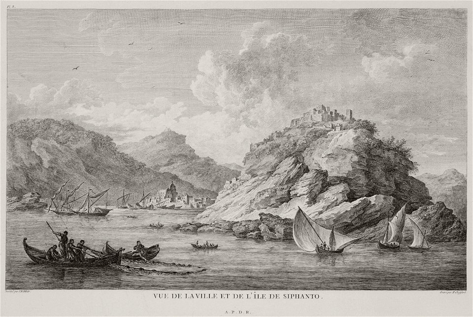 Vue de la ville et de l'île de Siphanto - Choiseul-gouffier Gabriel Florent Auguste De - 1782