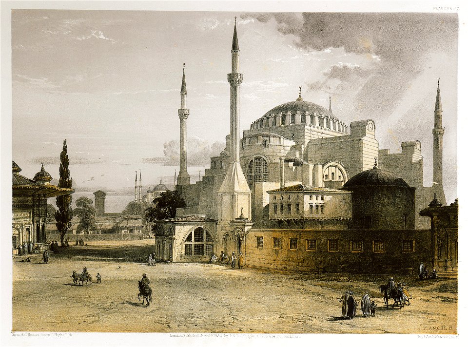 Vues de la mosquée, prise de Bab-Humayoun et l'ancien presbytère - Fossati Gaspard - 1852